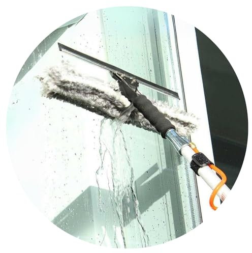 Aquascopic Teleskopstange mit wasserdurchlässigem Kombi-Einwascher – Fensterputzer längenverstellbar – Bis zu 3.5m – Fensterreiniger für Sonnenkollektoren - Externer Wasserschlauch
