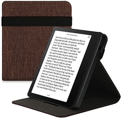 kwmobile Hülle kompatibel mit Tolino Vision 6 - mit Handschlaufe und Ständer - e-Reader Schutzhülle in Dunkelbraun