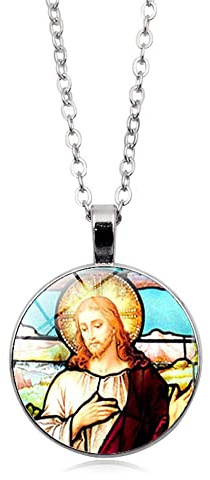 Jesus Halskette für Herren Damen mit Anhänger,CQHODFYA Schmuck Geschenkidee,Religiöse Halskette mit 18 Kette +2 Verlängerung -Mit Schmuckschachtel