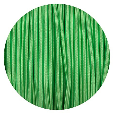 LEDSone 3 Core Round 5 Meter Black Fabric Braided Flex Lighting Cable, Vintage Electrical Cable Wire Flexible Fabric DIY Electrical Wire for Lamps, Flex Cables for Appliances (Light Green)