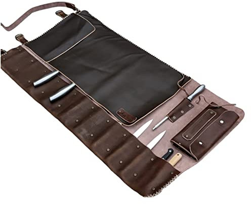 Borsa porta coltelli da chef cuoco in Vera Pelle artigianale made in italy borsa da lavoro fatta a mano in italia