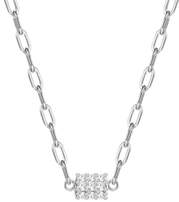 GLANZSTÜCKE MÜNCHEN Damen Kette 925/- Sterling Silber | rhodiniert, Gliederkette, Zirkonia, weiß, Federring
