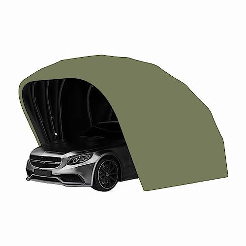 RNQZ Autoüberdachung, Autoüberdachung mit hydraulisch Verstellbarer Teleskopstange, tragbarer Carport, der das Auto vor jedem Wetter schützt,Grün