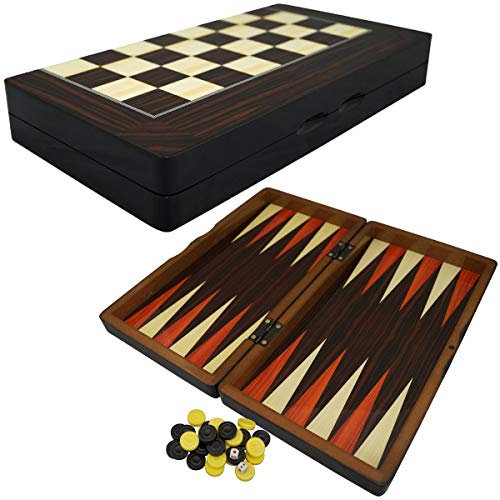 PrimoLiving Deluxe Holz Backgammon Set Porto - 38x48 cm - inklusive Schachbrett