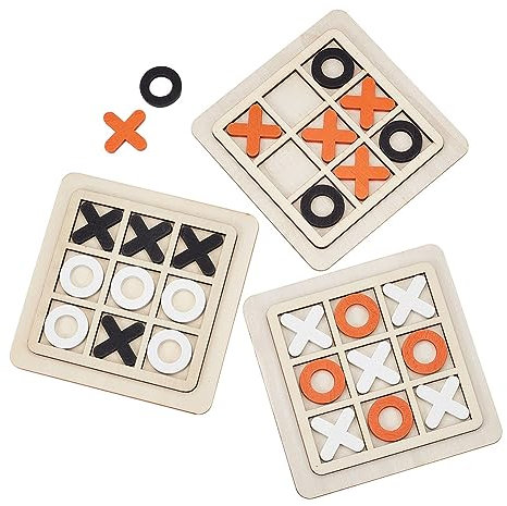 NBEADS 3 Sets 3 Farben hölzernes Tic Tac Toe Brett, Hölzernes XO Tic Tac Toe Tischspielset Klassisches Familienbrett für Erwachsene Familienparty Innendekoration, 15 x 15 cm