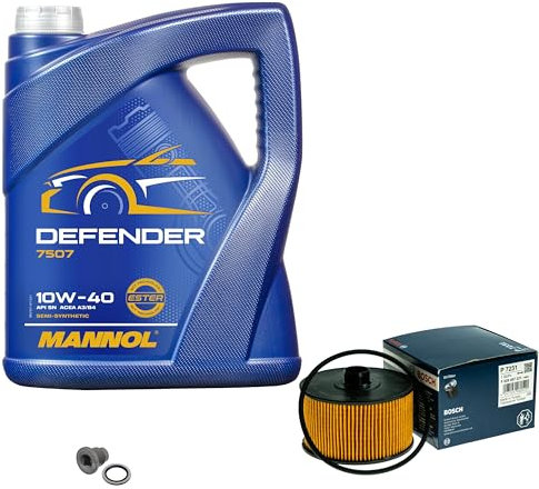 Inspektionspaket Wartungspaket Filterset mit 5 L Motoröl Defender 10W-40, Ölfilter, Verschlussschraube