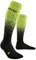 CEP - Merino Skisocken Damen Snowfall mit Kompression | schwarz/grün | Gr. IV | L | Merino Socken Skiing mit Polsterung | Anti Blasen Skisocken Merinowolle