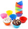 Silicone Cupcake Cases, 24 Pack No-Stick Baking Silicone Muffin Cases, Reusable Multicolor Cupcake Bun Cases Tin & Air Fryer Liners Bakeware for Pudding Pastry Tray, Baking Cups, Cake Balls (7cm)