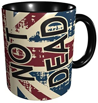 RFSHOP Punk'SDead Tasses à café rétro en céramique avec drapeau anglais 325 ml pour le bureau et la cuisine