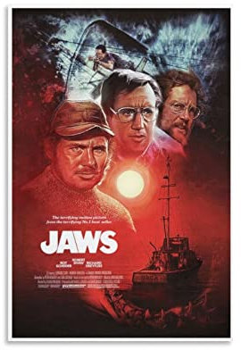 Bybali Jaws Classic Art MovieFashion Poster Dekorative Malerei Leinwand Wandkunst Wohnzimmer Poster Schlafzimmer Gemälde 60 x 90 cm