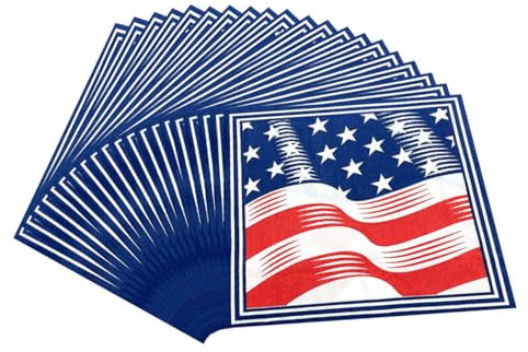 HOMSFOU USA-Flaggen 80 Stk Cocktailgarnitur Partyservietten Dekoration Im Amerikanischen Stil Cocktailservietten Amerikanische Servietten Uns Fahnen Einweg Tag Der Unabhängigkeit US Flagge