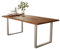 Liadomo Isa Esstisch, Esszimmertisch, Baumkante, Tischplatte 26 mm, natürlicher Look, Industrial Style, Massivholz, Unikat, 220 x 100, Akazie massiv nuss lackiert + U-Gestell Metall Silber