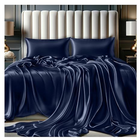 RUZGAR 100% österreichische Eukalyptus Bettlaken ohne Gummizug kühlend für heiße Schläfer Tencel-Lyocell Betttuch Haustuch Laken ohne Gummi Seidig Weich Glatt(Blue B,230x250cm+48x74cm x2)