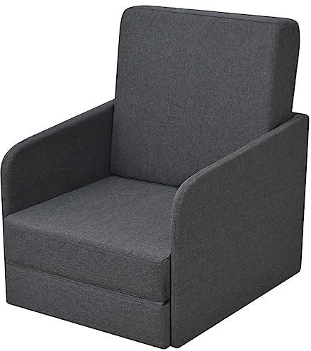 THOYTOUI Ausziehbarer Schlafsessel, Cocktailsessel Loungesessel Leseessel PolsterStuhl Geeignet für Speisesaal Schlafzimmer Stube Wohnzimmer Dunkelgrau Stoff