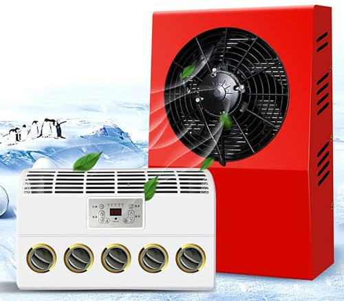 Aire acondicionado universal dividido para automóvil, aire acondicionado de CC de 12 voltios para vehículos recreativos, camiones, semirremolques, carretillas elevadoras, vehículos