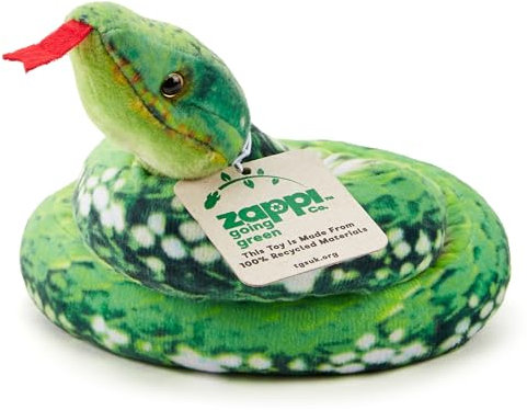 Zappi Co Jouet Python Vert Arboricole en Peluche 100% Recyclé (Longueur 100cm) Peluche Douce Écologique Verte pour Bébés