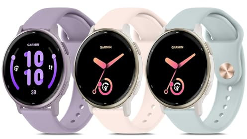 Oumida 3 Pack Garmin Armband 20mm für Garmin Vivoactive 5 / Garmin Venu 2 Plus/Venu Sq/Venu Sq 2 / Venu Sq 2 Music/Vivomove Sport/Vivomove Trend Armbänder, Wasserdichtes Sport Ersatzarmband