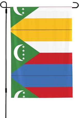 Drapeau des Comores - Décoration d'extérieur - Durable, résistant aux intempéries - Double couche - Résistant aux plis - Pour terrasse, cour, porche, jardin