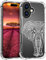 für iPhone 16 Plus Hülle, Transparent Blume Muster Schutzhülle für Frauen Mädchen Kratzfeste Rückseite HandyHülle Case für iPhone 16 Plus (Wunderschöne Elefanten-Strichzeichnung)