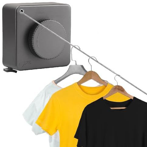 4.8M Wäscheleine Ausziehbar, Wäscheleine zum Ausziehen Tragfähigkeit 20kg, Unsichtbare Versenkbare Wäscheleine Ausziehbare Wäscheleine Edelstahl, Nicht Durchhängende, für Balkon, Badezimmer (Grau)