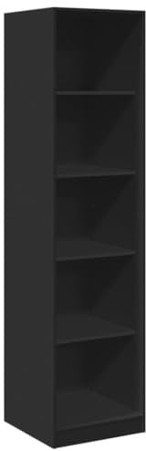 vidaXL Kleiderschrank, Garderobenschrank mit 5 Fächern, Schrank Mehrzweckschrank für Schlafzimmer, Flurschrank Offen, Schwarz Holzwerkstoff