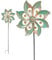 Windspiel, Gartenstecker Windrad, Ø24, H-95cm Metall Windmühle, 3D Kinetisches Einzelblatt für Terrasse, Rasen und Garten Dekoration (Grün)