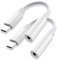 Headphones USB C Adapter USB C to Jack, Pack of 2 USB C Jack Adapter Jack to USB C Dongle USB C Aux Audio for iPhone 15 Pro/Max, Samsung Galaxy S23/S22/S21 Ultra, iPad Pro, Huawei P50/P40, Pixel