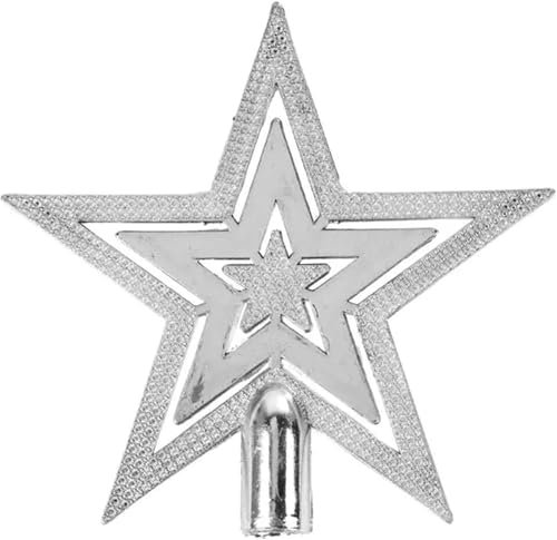 Mini 10cm Gold or Silver Embossed Star Christmas Tree Topper Decoration – Festive Ornament for Holiday Tree (Silver)