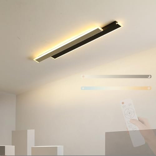 TZSMUM LED Moderne Innen Deckenleuchte mit Fernbedienung Deckenlampe 2700K-6500K Dimmbare Deckenleuchten Acryl Eisen Geometrische Dekoration Deckenleuchte Schlafzimmer Küche (Schwarz+Gold,60cm)