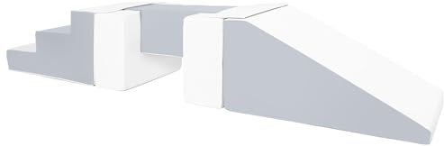 Velinda Steg-Rutsche-Set Großbausteine Softbausteine Schaumstoffbausteine Spielbaustein (Farbe: weiß,grau)