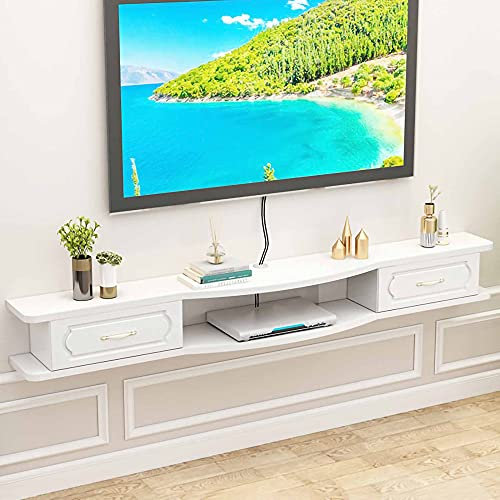AITEKODVG Schwebender TV-Ständer, wandmontierter TV-Schrank, hängende TV-Konsole aus massivem Holz, wandmontierter DVD-Player Hello