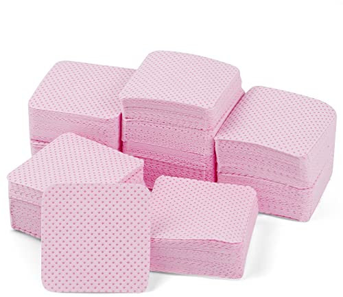 300 Pcs Lint Free Wipes for Nails, Nail Wipes Pads Nail Polish Remover Pads UV Gel Absorbent Remover Wipes for DIY Nail Art, Pink