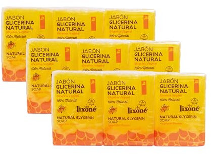 LIXONÉ - Jabón de Glicerina Artesanal 9 Unidades | Jabón Hidratante para la Piel| Cremosa Espuma para Manos, Cara y Cuerpo | Vegano | para Hidratación Profunda de la Piel