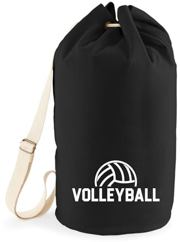 Huuraa Seesack Volleyball Schriftzug 20 Liter Black Baumwolle Rucksack Geschenkidee