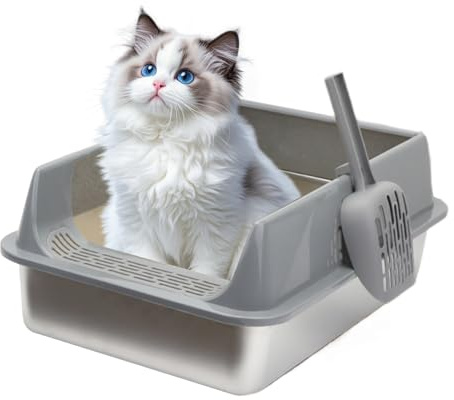 Lunaobrik Katzentoilette – halbgeschlossene Toilettenbox für Haustiere, halbgeschlossen, mit Schaufel für Innenräume, Haus, Büro, Auto