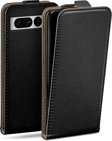 moex Flip Case für Google Pixel 7 Pro Hülle klappbar mit 360 Grad Schutz, Handyhülle mit Displayschutz, PU Leder Handytasche Lederhülle, Flip Case Cover Klapphülle, Schwarz