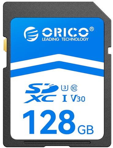 ORICO SD Karte 128GB, UHS-I, C10, U3, V30, Full HD, 4K, Memory Card Lesegeschwindigkeit bis zu 100 MB/s, SDXC Speicherkarte für Canon, Nikon, Sony, Fujifilm DSLR-Kameras und Spiegellose Kameras – SD30