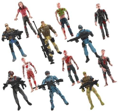 BCOATH Figurine Militaire en Plastique, Mini Poupées Zombies, Personnage Articulé, Mini-modèle Jouet pour Garçon et Filles, Interaction Parent-garçon et 1 Set Style Aléatoire