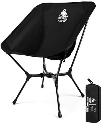 OneTigris OASISFLEX Campingstuhl faltbar 150 kg, Klappstuhl Camping leicht integrierter Kreuzrahmen, Faltstuhl Ultraleicht, mit 2 Seitentaschen für Outdoor, Wandern