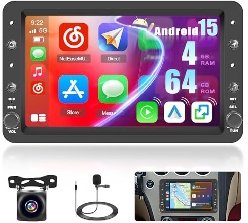 Hikity Android 15 Autoradio für Alfa Romeo 159 2004-2011 7 Zoll CarPlay | 4+64GB, Wireless CarPlay, Android Auto, 32EQ, BT, GPS, WiFi, SWC, Rückfahrkamera, MIC.