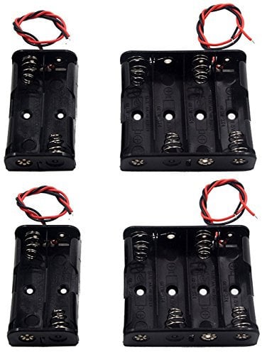 LAMPVPATH (Pack of 4) AA Battery Holder Bundle 2Pcs 2 X 1.5V AA Battery Holder with Leads, 2Pcs 4 X 1.5V 4 AA Battery Holder