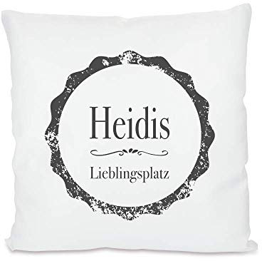 Kissen Lieblingsplatz, personalisiert mit dem Namen, Geschenkidee für Sie, 40x40cm