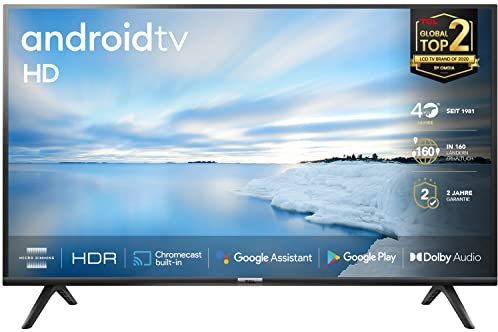 TCL 1080p 32ES561 TV LED 80 cm (32 pouces) Smart TV (HD, Triple Tuner, Android TV, Prime Video, HDR, Micro Dimming, Dolby Audio, Google Assistant)