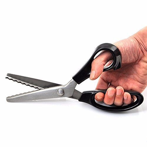 Tijeras de podar con Zigzag, de Acero Inoxidable, Tijeras para confección, tapicería, Tijeras de Entrelazado, Tijeras de Costura de Cuero, Tela, Herramienta de Corte de Papel Serrated 3mm