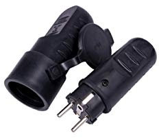 Gummi Schuko Stecker und Kupplung set IP44 vollgummi schuko Stecker und Kupplung mit Abdeckkappen wasserdicht feuchtraum aussen schukostecker IP44