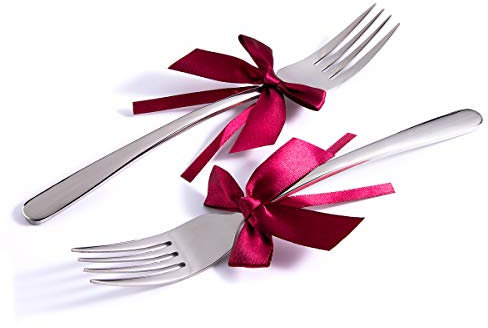 Coffret de 2 fourchettes de mariage personnalisées, gravées sur mesure, cadeau souvenir pour un anniversaire de mariage (style simple)