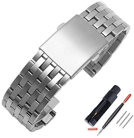 ZHUOLEI Diesel Uhrenarmband Ersatz Edelstahl Uhrenarmband mit Doppelverriegelung, Ersatz für Diesel Uhren Herren (24 mm, 26 mm) mit Werkzeug, 7-silber, 24mm, Classic