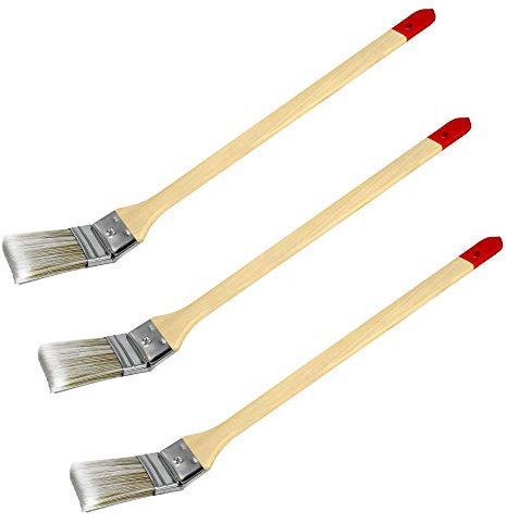 3 pinceles para radiadores de 50 mm de ancho (50 cm de largo, con cerdas chinas, para esquinas, mango de madera).