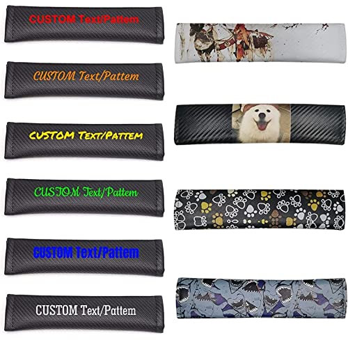 Maidao Lot de 2 coussinets de ceinture de sécurité personnalisables en fibre de carbone Noir