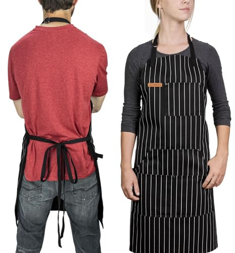 Chef Pomodoro Kochschürze –Küchenschürze Herren- Kochschürze Damen und Männer – Grillschürze für Männer- Kochschürze Baumwolle für Küche (Klassisches Schwarz)